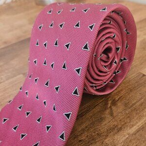 Ralph Lauren Polo Geometric Triangle Pink Purple Black Silk Mens Neck Tie 59